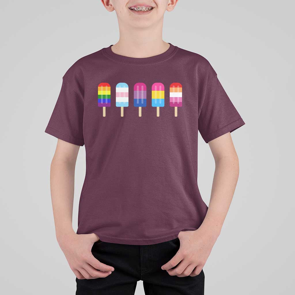 LGBT Rainbow Popsicles T Shirt For Kid Summer Ice Cream LGBTQ Pride Ally - Wonder Print Shop