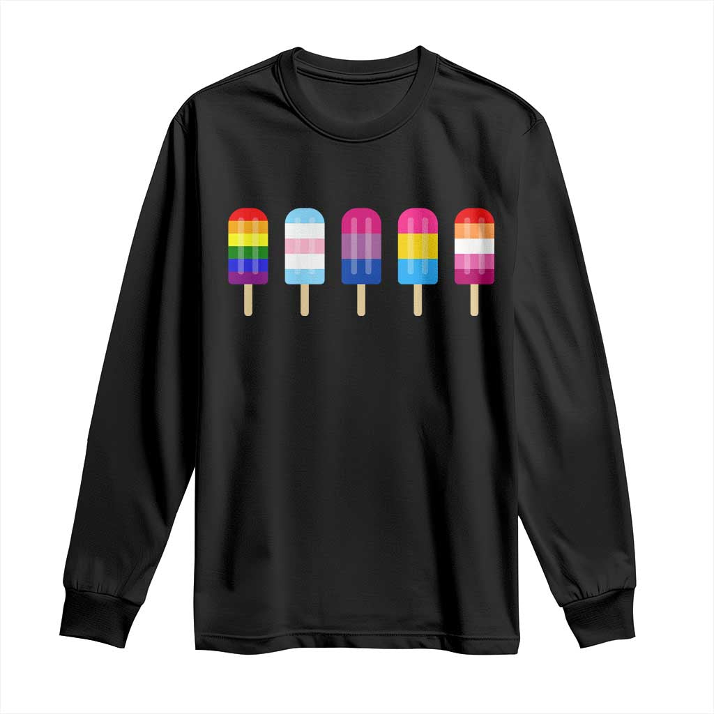 LGBT Rainbow Popsicles Long Sleeve Shirt Summer Ice Cream LGBTQ Pride Ally - Wonder Print Shop