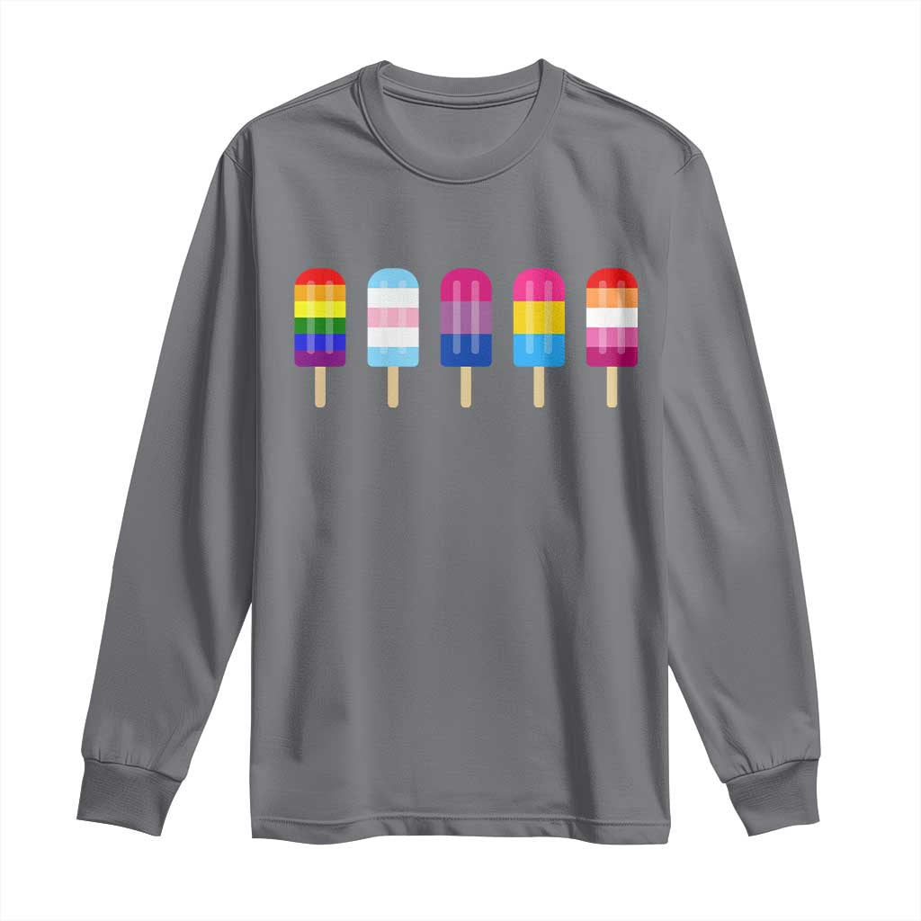 LGBT Rainbow Popsicles Long Sleeve Shirt Summer Ice Cream LGBTQ Pride Ally - Wonder Print Shop