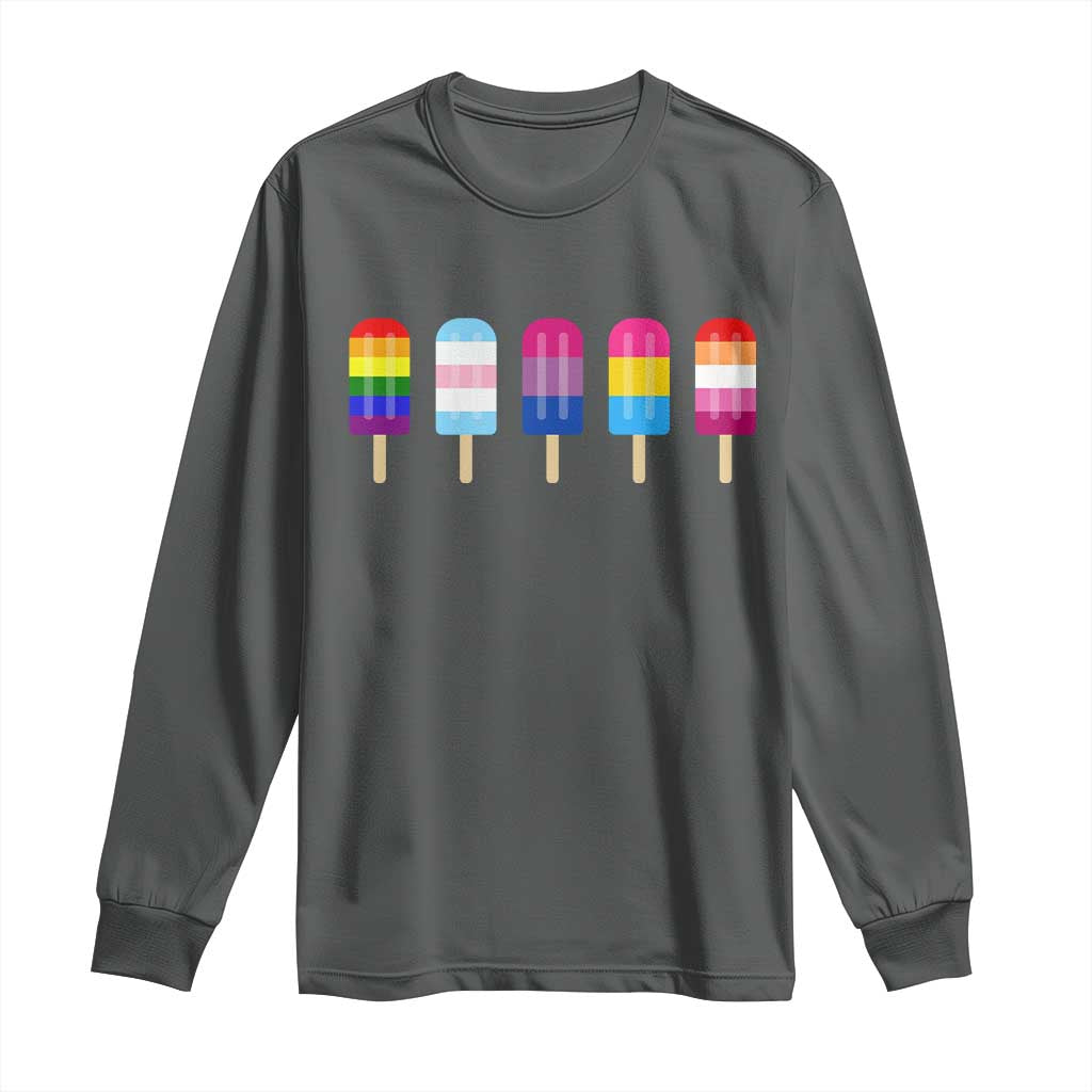 LGBT Rainbow Popsicles Long Sleeve Shirt Summer Ice Cream LGBTQ Pride Ally - Wonder Print Shop