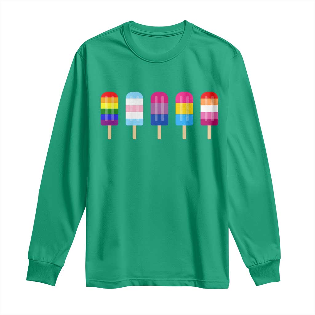 LGBT Rainbow Popsicles Long Sleeve Shirt Summer Ice Cream LGBTQ Pride Ally - Wonder Print Shop