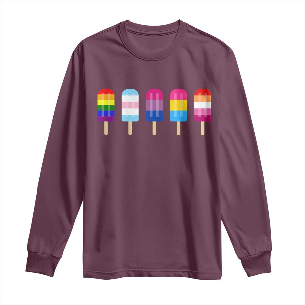LGBT Rainbow Popsicles Long Sleeve Shirt Summer Ice Cream LGBTQ Pride Ally - Wonder Print Shop