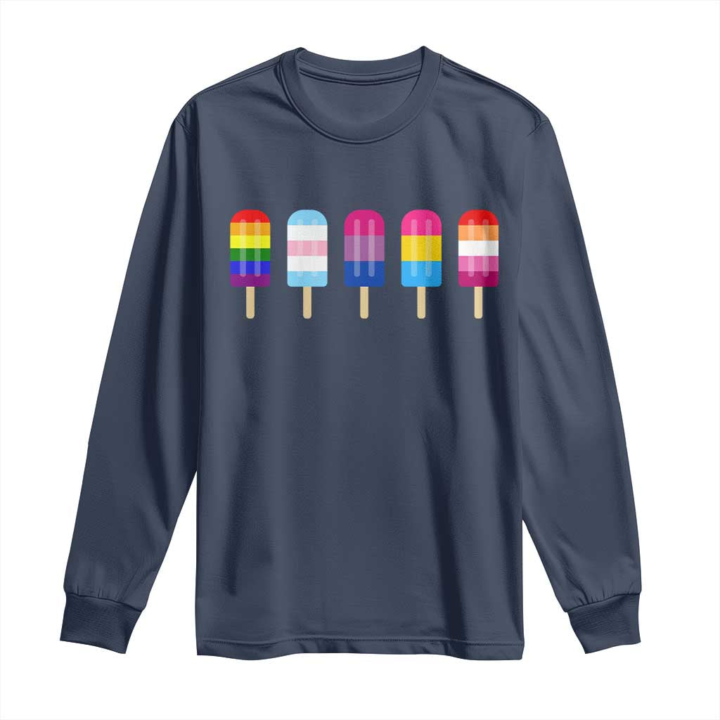 LGBT Rainbow Popsicles Long Sleeve Shirt Summer Ice Cream LGBTQ Pride Ally - Wonder Print Shop