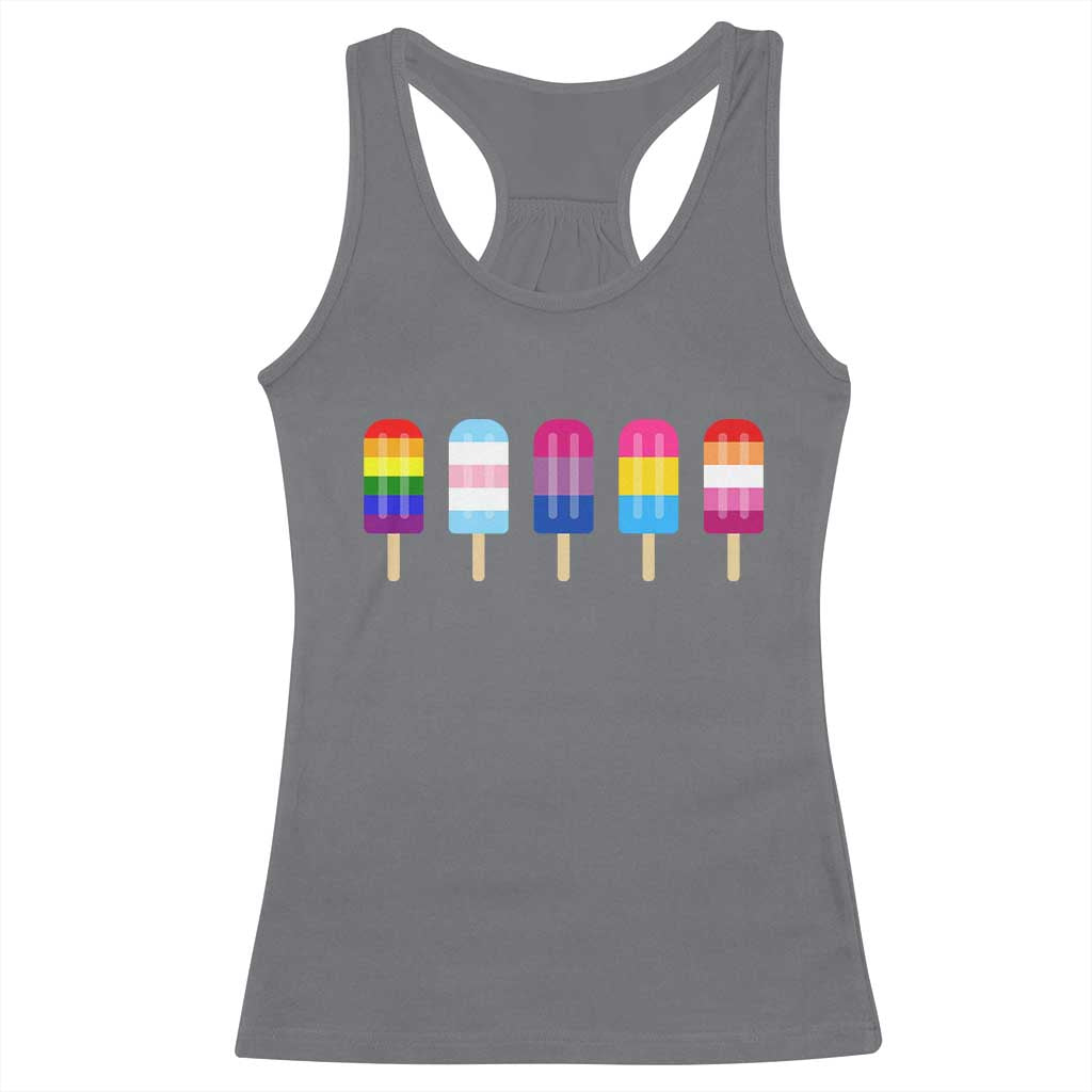LGBT Rainbow Popsicles Racerback Tank Top Summer Ice Cream LGBTQ Pride Ally - Wonder Print Shop