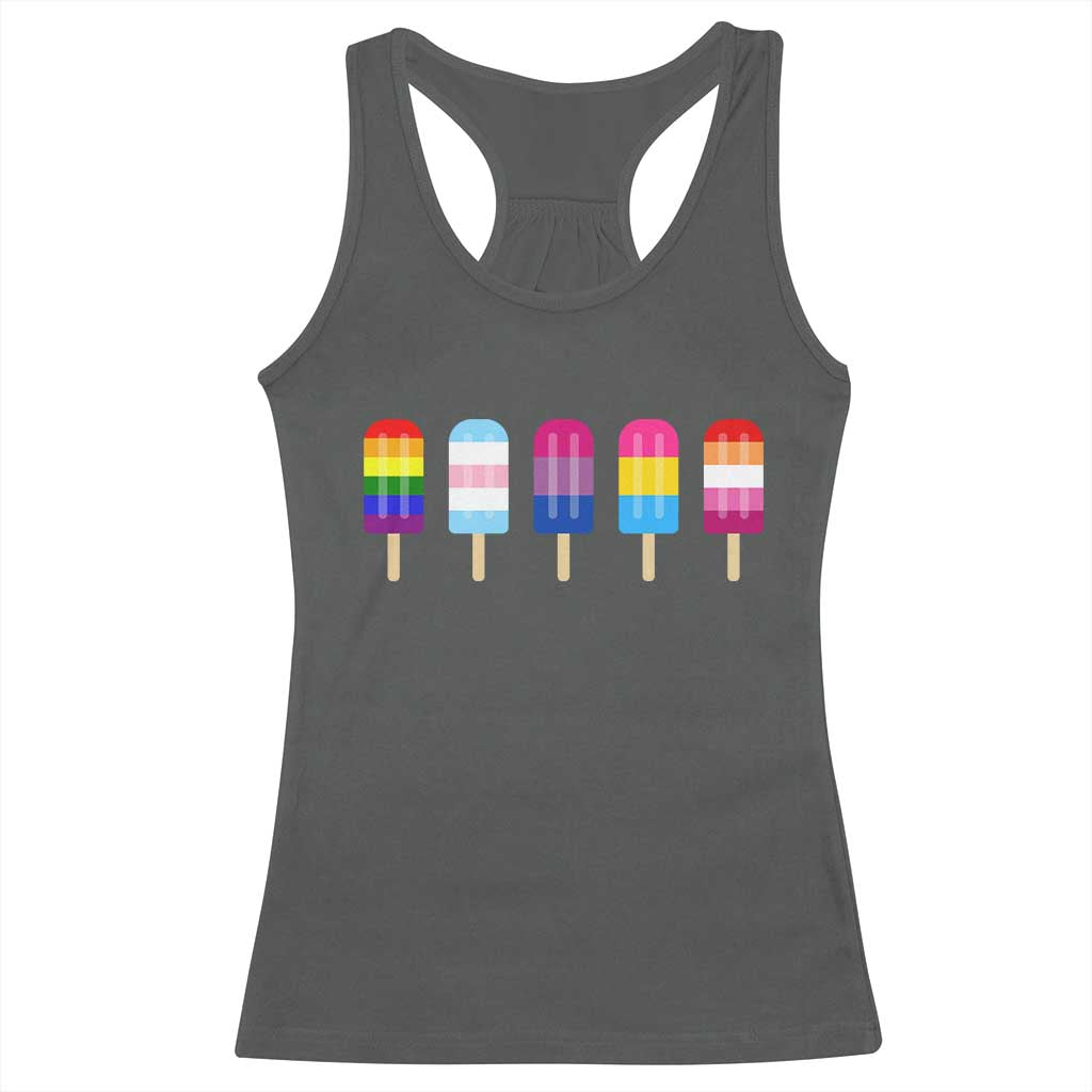 LGBT Rainbow Popsicles Racerback Tank Top Summer Ice Cream LGBTQ Pride Ally - Wonder Print Shop