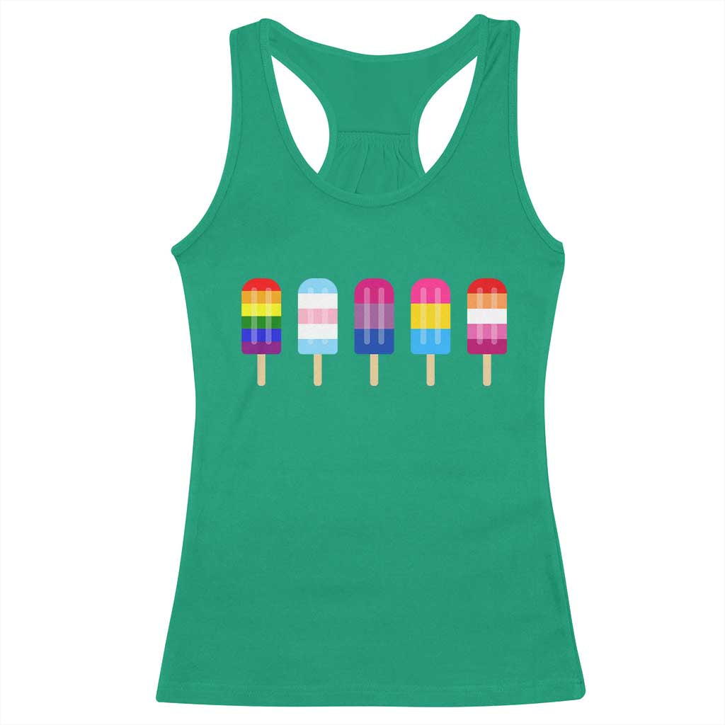 LGBT Rainbow Popsicles Racerback Tank Top Summer Ice Cream LGBTQ Pride Ally - Wonder Print Shop