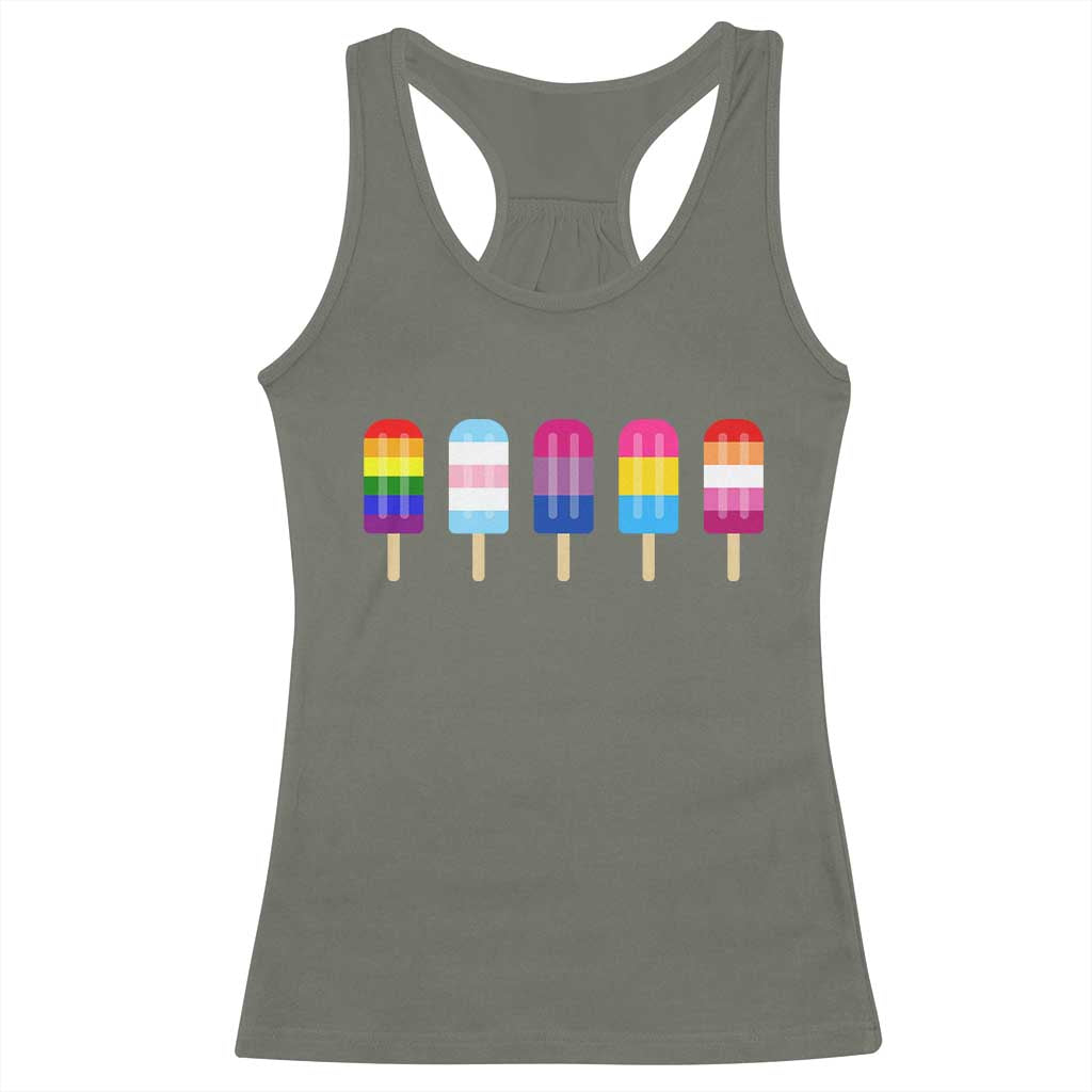 LGBT Rainbow Popsicles Racerback Tank Top Summer Ice Cream LGBTQ Pride Ally - Wonder Print Shop