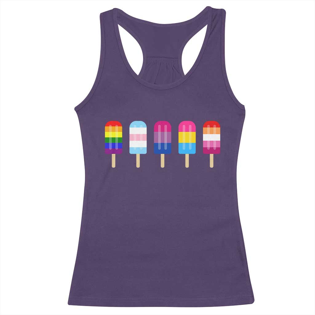 LGBT Rainbow Popsicles Racerback Tank Top Summer Ice Cream LGBTQ Pride Ally - Wonder Print Shop
