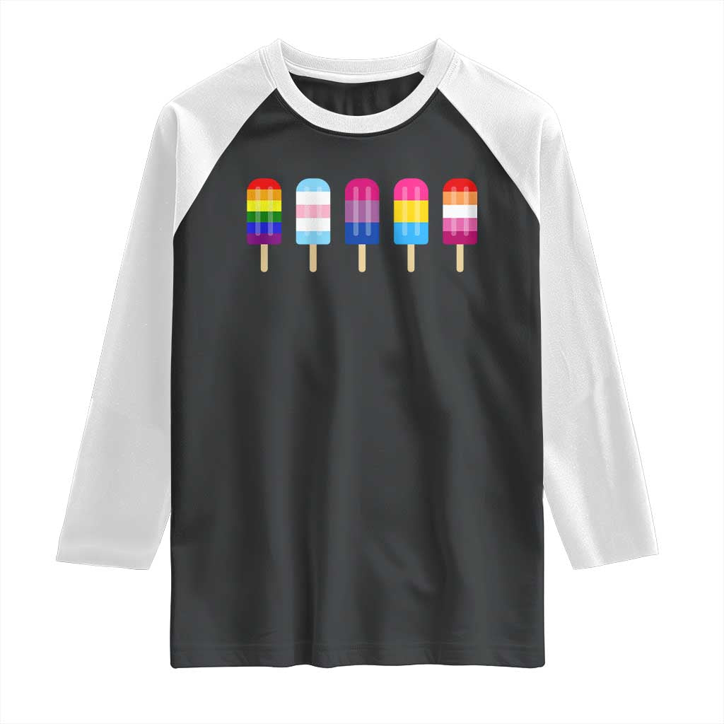 LGBT Rainbow Popsicles Raglan Shirt Summer Ice Cream LGBTQ Pride Ally - Wonder Print Shop