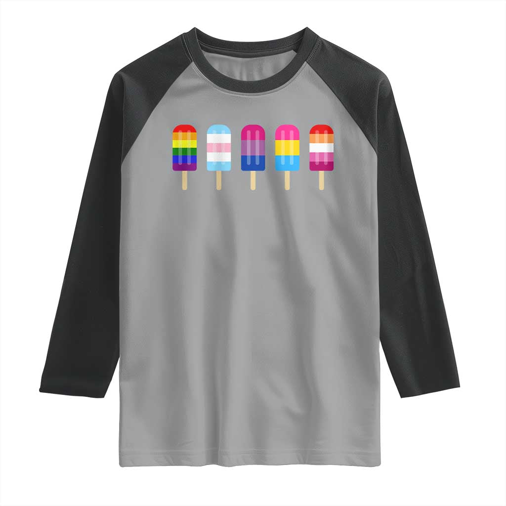 LGBT Rainbow Popsicles Raglan Shirt Summer Ice Cream LGBTQ Pride Ally - Wonder Print Shop