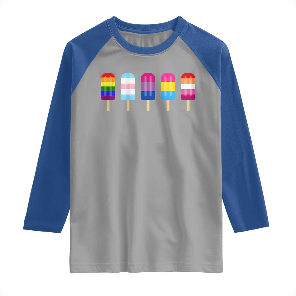 LGBT Rainbow Popsicles Raglan Shirt Summer Ice Cream LGBTQ Pride Ally - Wonder Print Shop
