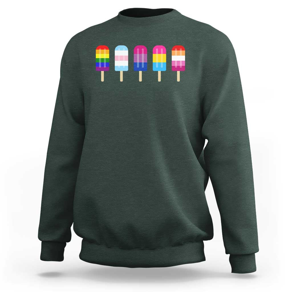 LGBT Rainbow Popsicles Sweatshirt Summer Ice Cream LGBTQ Pride Ally - Wonder Print Shop