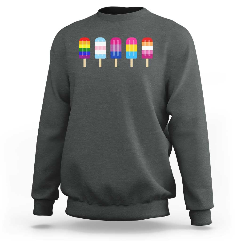 LGBT Rainbow Popsicles Sweatshirt Summer Ice Cream LGBTQ Pride Ally - Wonder Print Shop