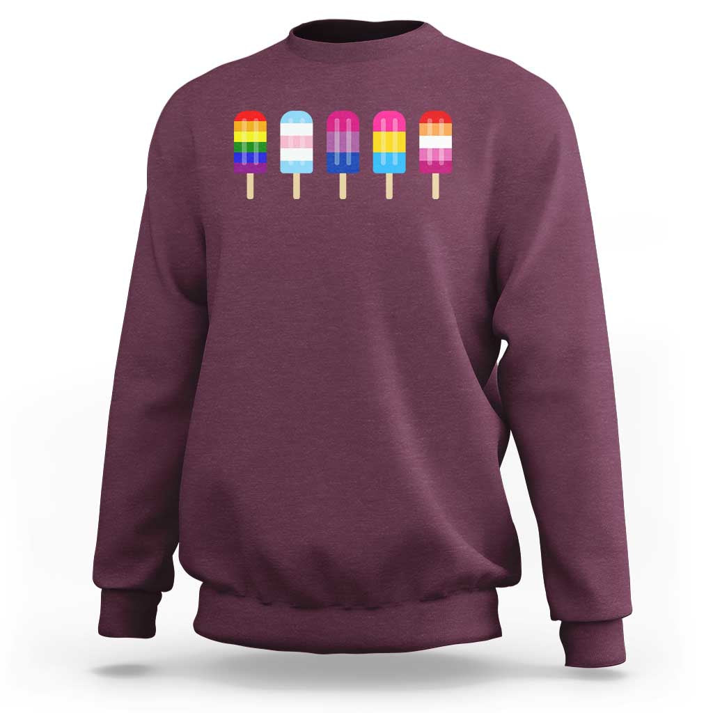 LGBT Rainbow Popsicles Sweatshirt Summer Ice Cream LGBTQ Pride Ally - Wonder Print Shop