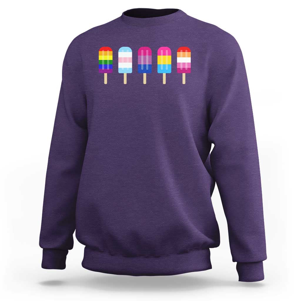 LGBT Rainbow Popsicles Sweatshirt Summer Ice Cream LGBTQ Pride Ally - Wonder Print Shop