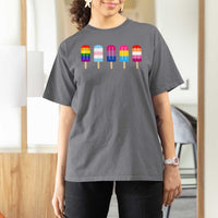 LGBT Rainbow Popsicles T Shirt For Women Summer Ice Cream LGBTQ Pride Ally - Wonder Print Shop