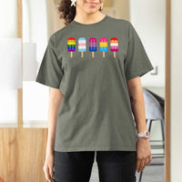 LGBT Rainbow Popsicles T Shirt For Women Summer Ice Cream LGBTQ Pride Ally - Wonder Print Shop