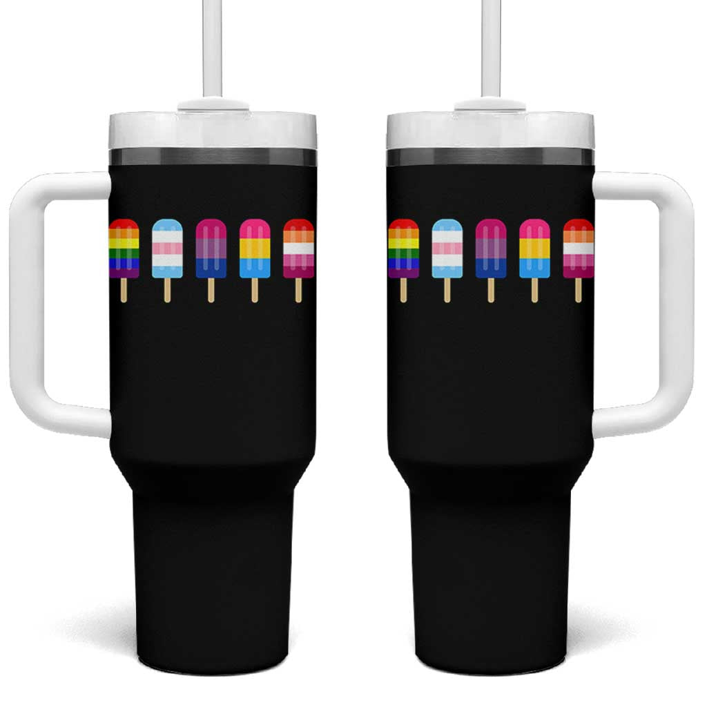 LGBT Rainbow Popsicles Tumbler With Handle Summer Ice Cream LGBTQ Pride Ally - Wonder Print Shop