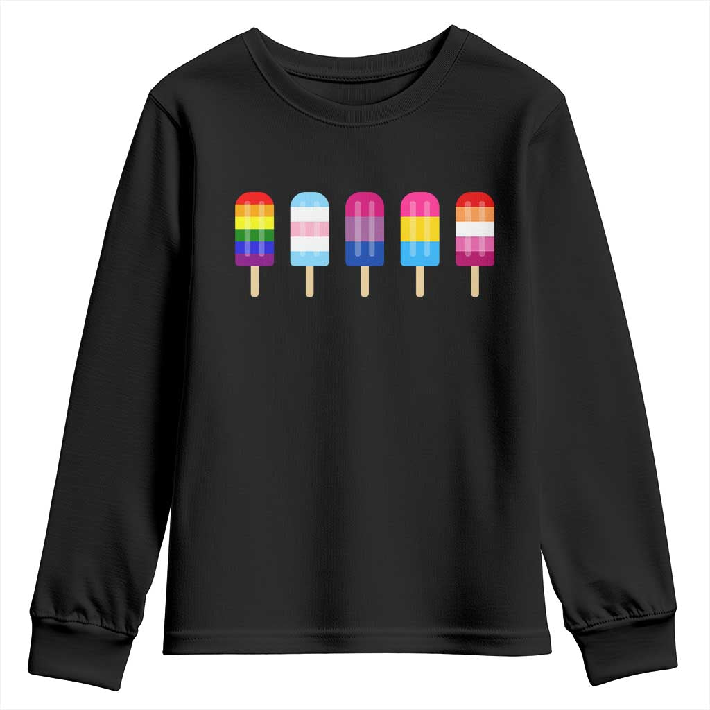 LGBT Rainbow Popsicles Youth Sweatshirt Summer Ice Cream LGBTQ Pride Ally - Wonder Print Shop