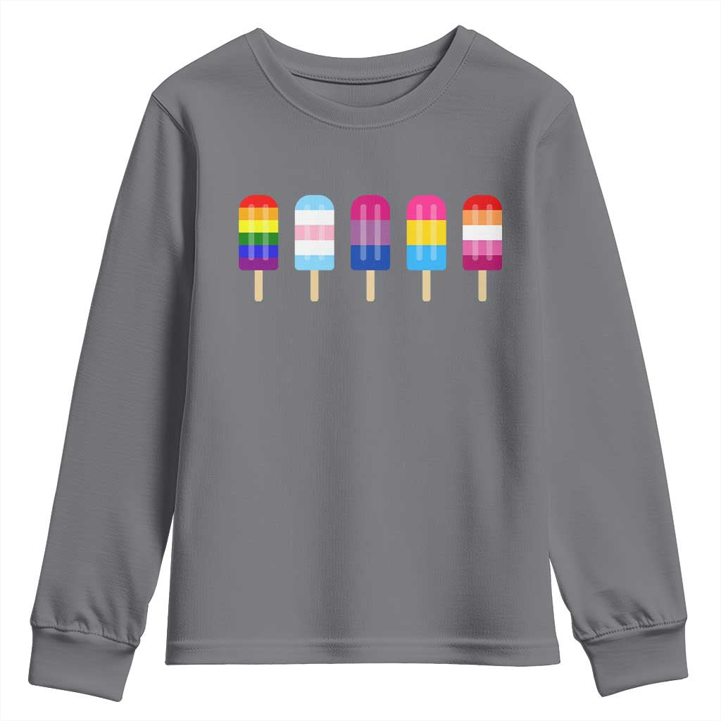 LGBT Rainbow Popsicles Youth Sweatshirt Summer Ice Cream LGBTQ Pride Ally - Wonder Print Shop