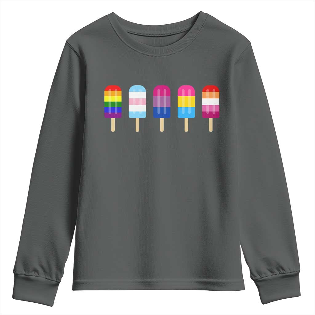 LGBT Rainbow Popsicles Youth Sweatshirt Summer Ice Cream LGBTQ Pride Ally - Wonder Print Shop
