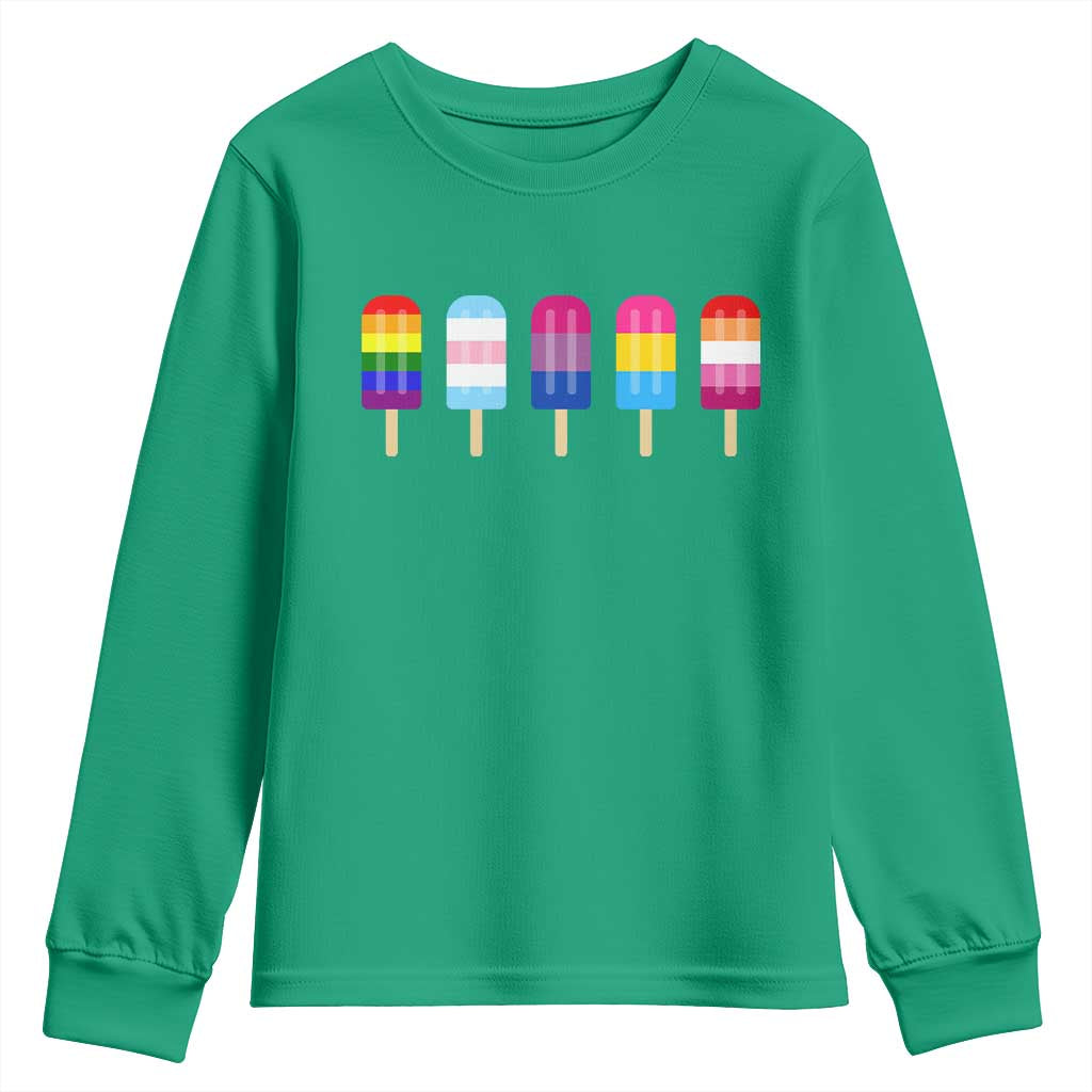 LGBT Rainbow Popsicles Youth Sweatshirt Summer Ice Cream LGBTQ Pride Ally - Wonder Print Shop