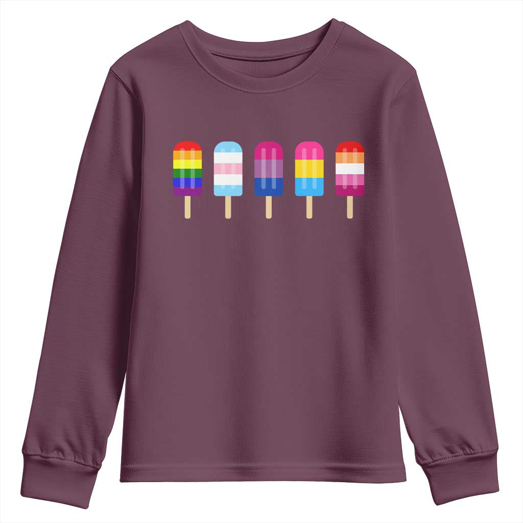 LGBT Rainbow Popsicles Youth Sweatshirt Summer Ice Cream LGBTQ Pride Ally - Wonder Print Shop