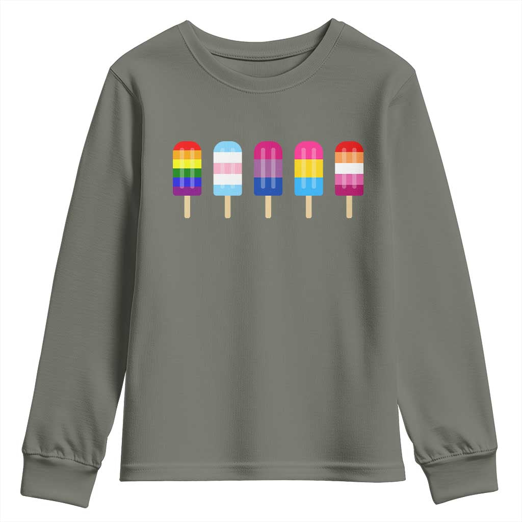 LGBT Rainbow Popsicles Youth Sweatshirt Summer Ice Cream LGBTQ Pride Ally - Wonder Print Shop