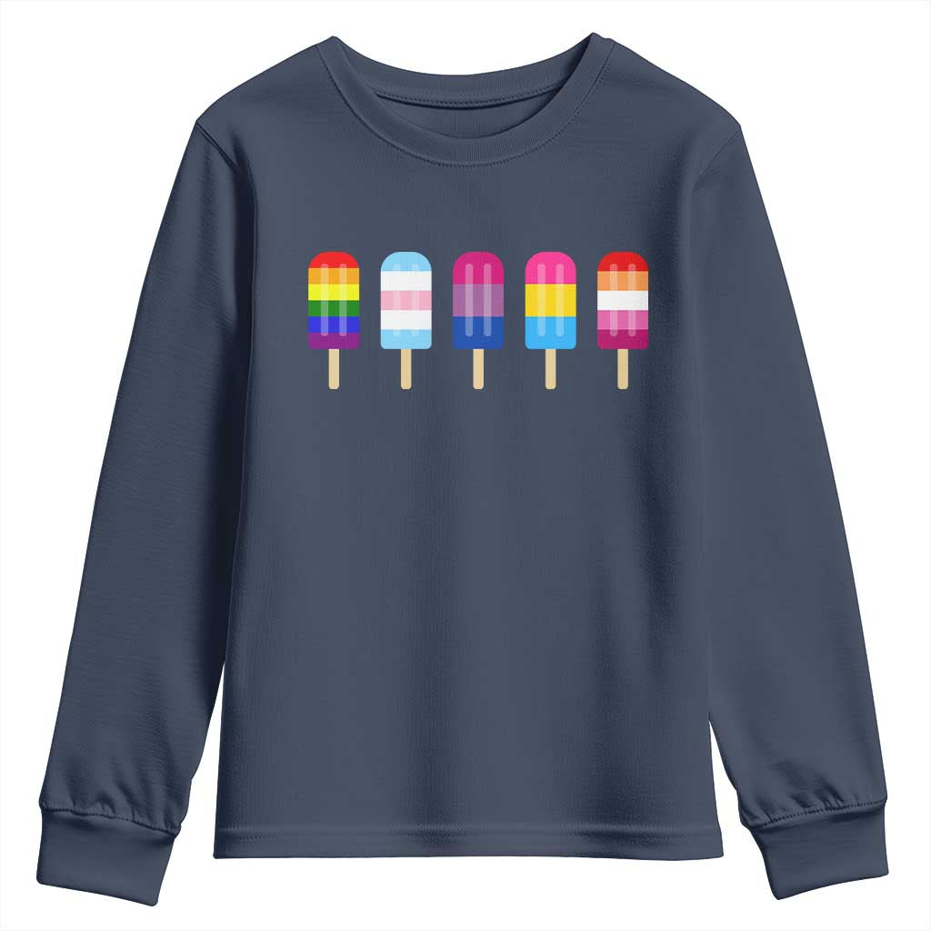 LGBT Rainbow Popsicles Youth Sweatshirt Summer Ice Cream LGBTQ Pride Ally - Wonder Print Shop