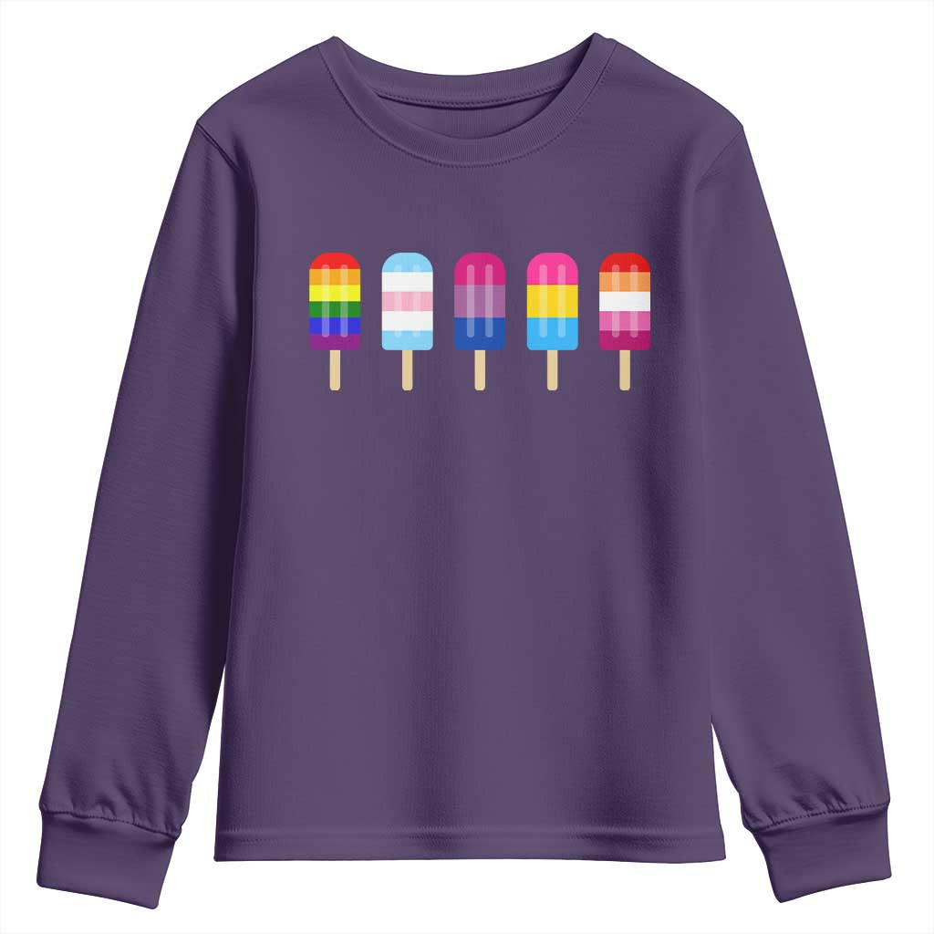 LGBT Rainbow Popsicles Youth Sweatshirt Summer Ice Cream LGBTQ Pride Ally - Wonder Print Shop