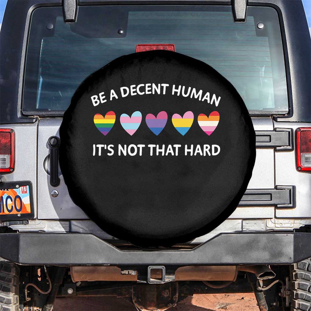 Be A Decent Human It's Not That Hard Spare Tire Cover LGBT Heart Retro Human Rights - Wonder Print Shop