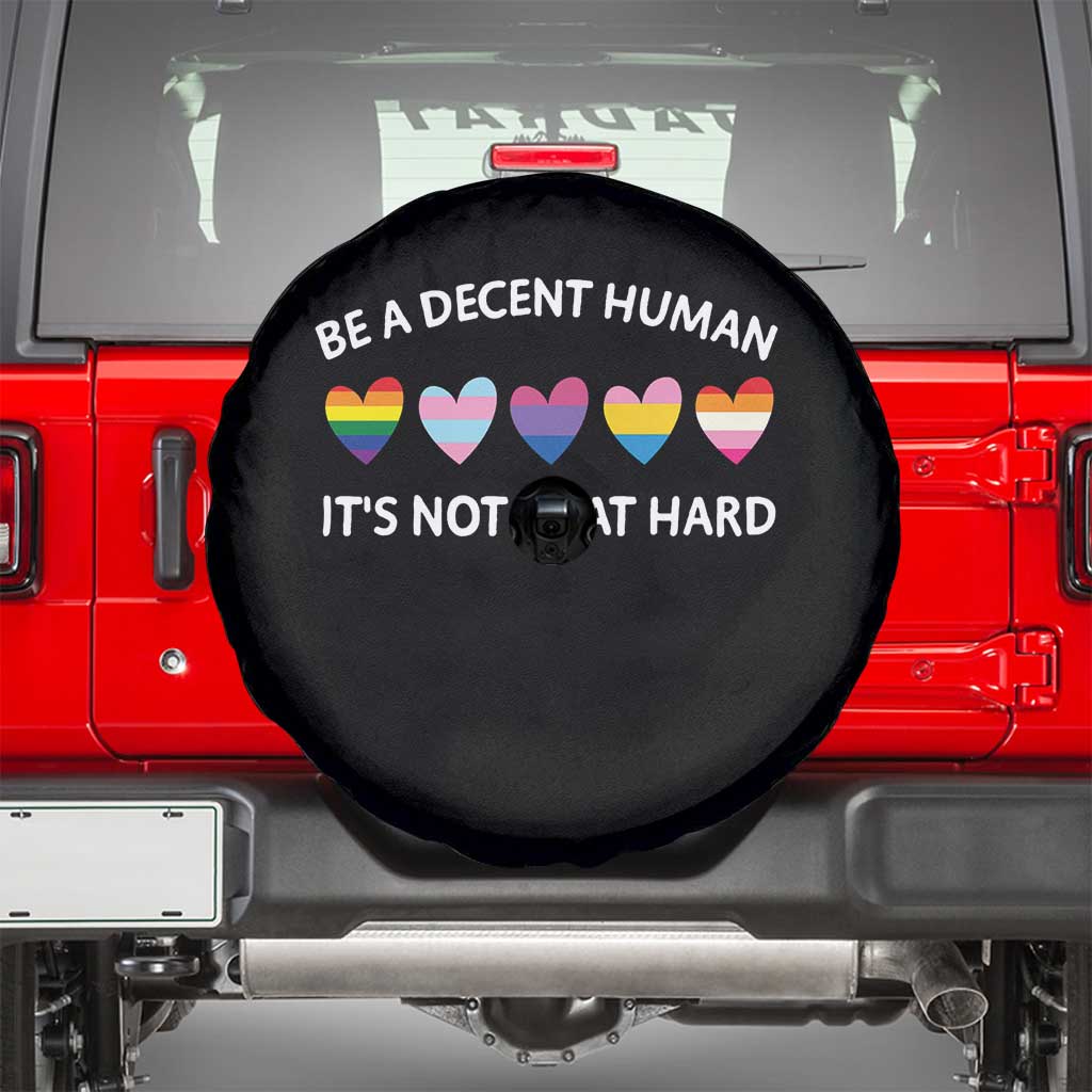 Be A Decent Human It's Not That Hard Spare Tire Cover LGBT Heart Retro Human Rights - Wonder Print Shop