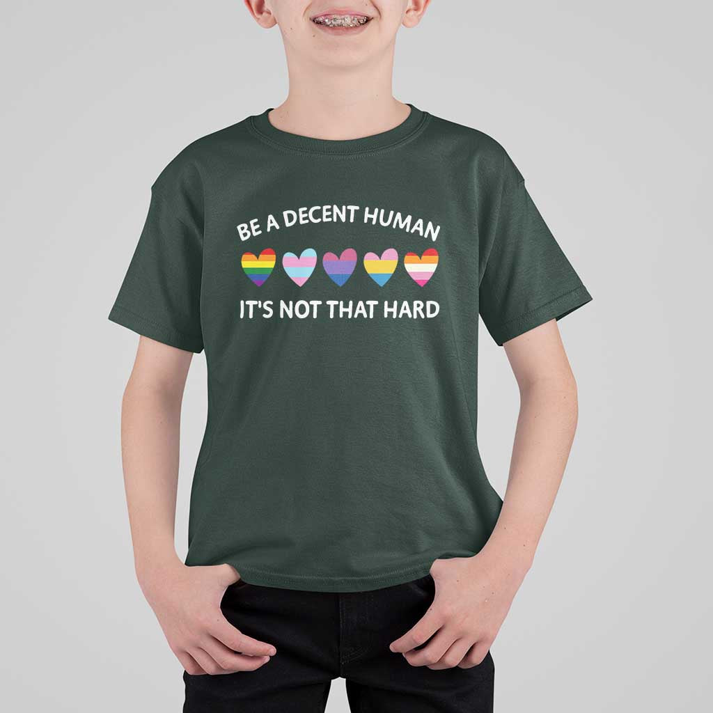 Be A Decent Human It's Not That Hard T Shirt For Kid LGBT Heart Retro Human Rights - Wonder Print Shop