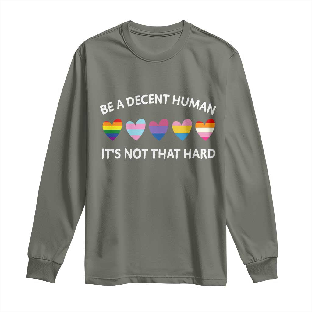 Be A Decent Human It's Not That Hard Long Sleeve Shirt LGBT Heart Retro Human Rights - Wonder Print Shop