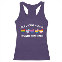Be A Decent Human It's Not That Hard Racerback Tank Top LGBT Heart Retro Human Rights - Wonder Print Shop
