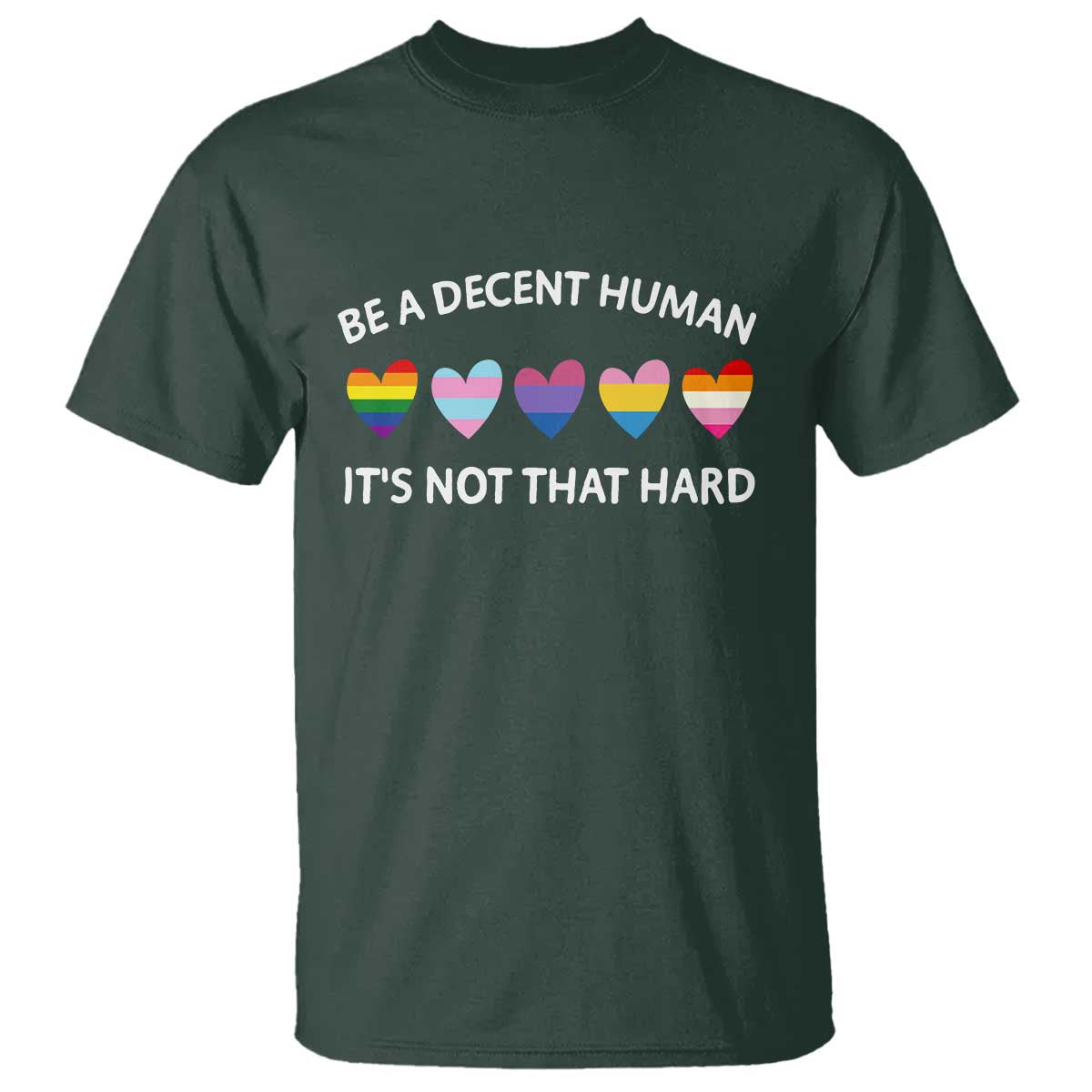 Be A Decent Human It's Not That Hard T Shirt LGBT Heart Retro Human Rights - Wonder Print Shop