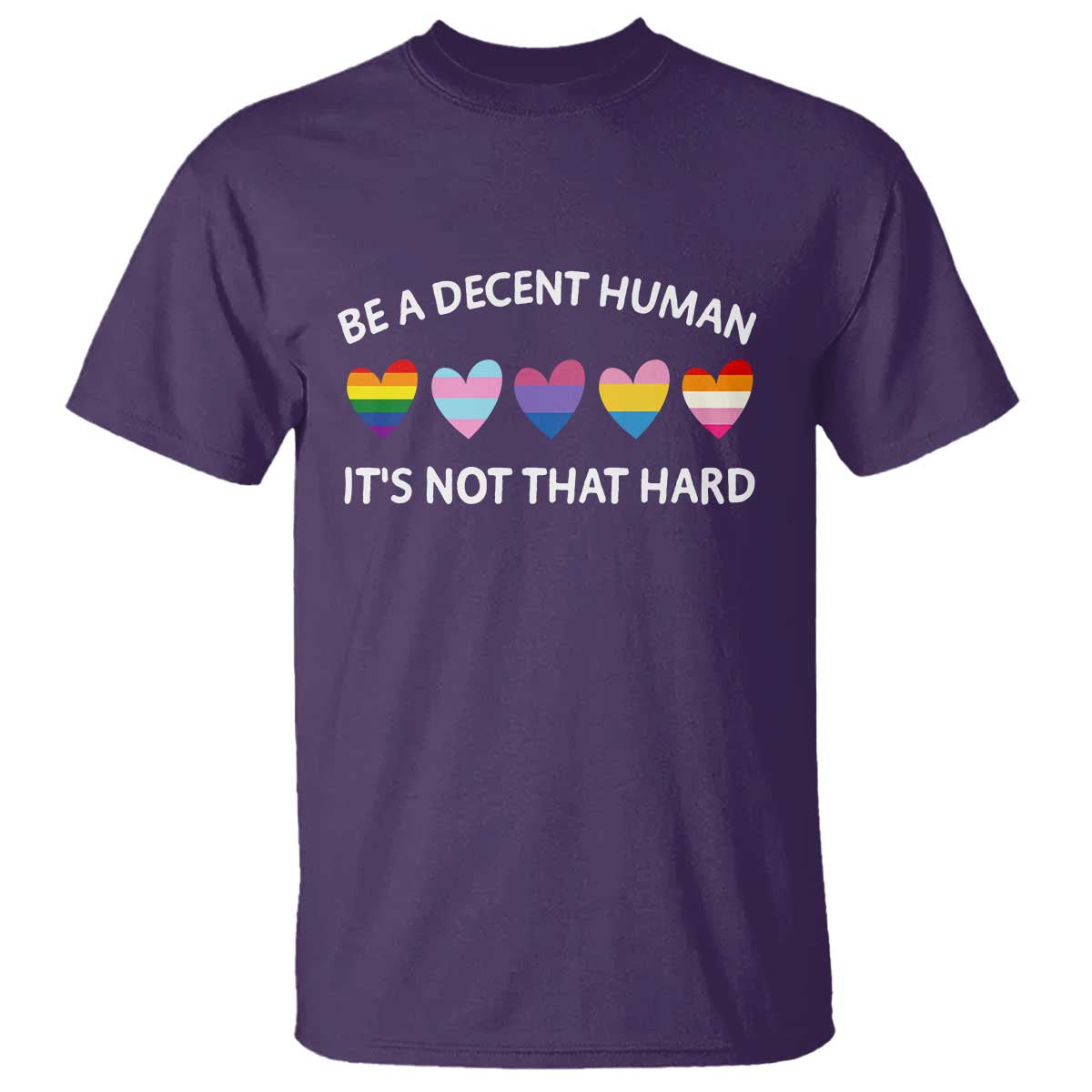 Be A Decent Human It's Not That Hard T Shirt LGBT Heart Retro Human Rights - Wonder Print Shop