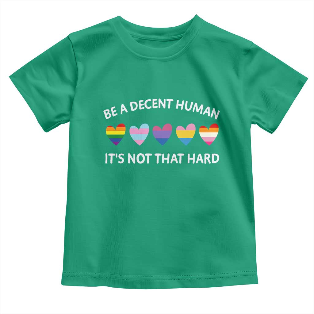 Be A Decent Human It's Not That Hard Toddler T Shirt LGBT Heart Retro Human Rights - Wonder Print Shop