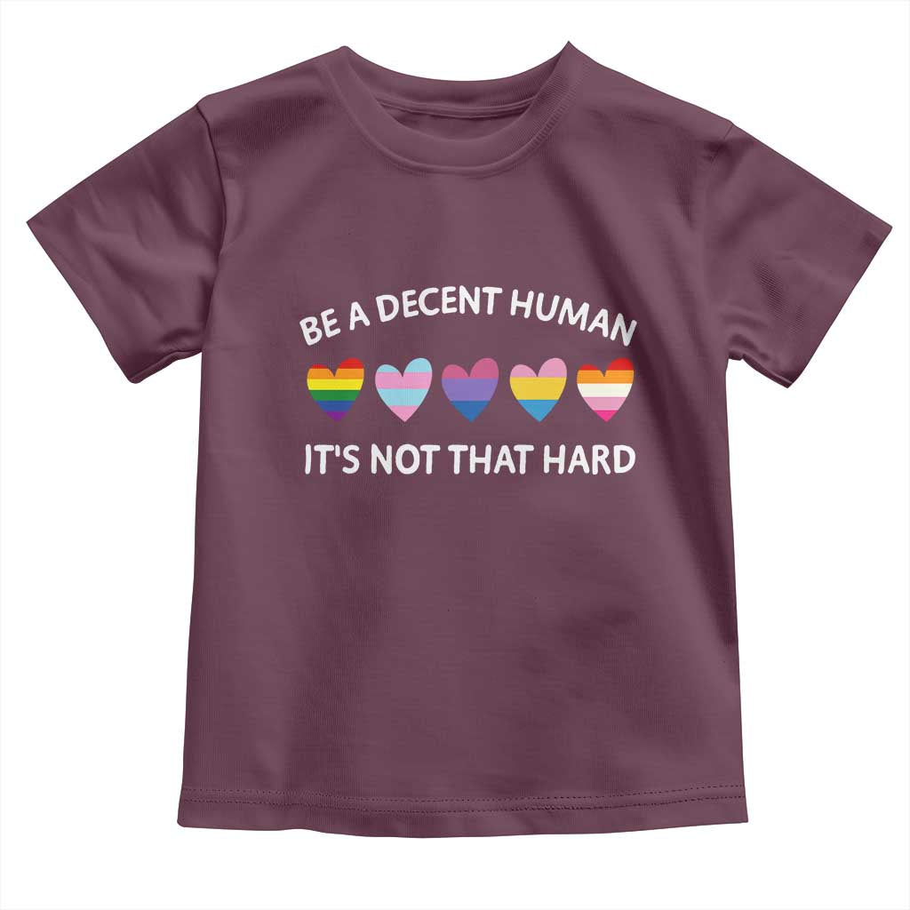 Be A Decent Human It's Not That Hard Toddler T Shirt LGBT Heart Retro Human Rights - Wonder Print Shop