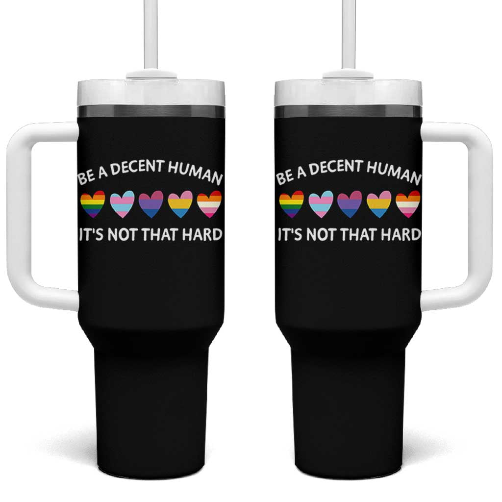 Be A Decent Human It's Not That Hard Tumbler With Handle LGBT Heart Retro Human Rights - Wonder Print Shop