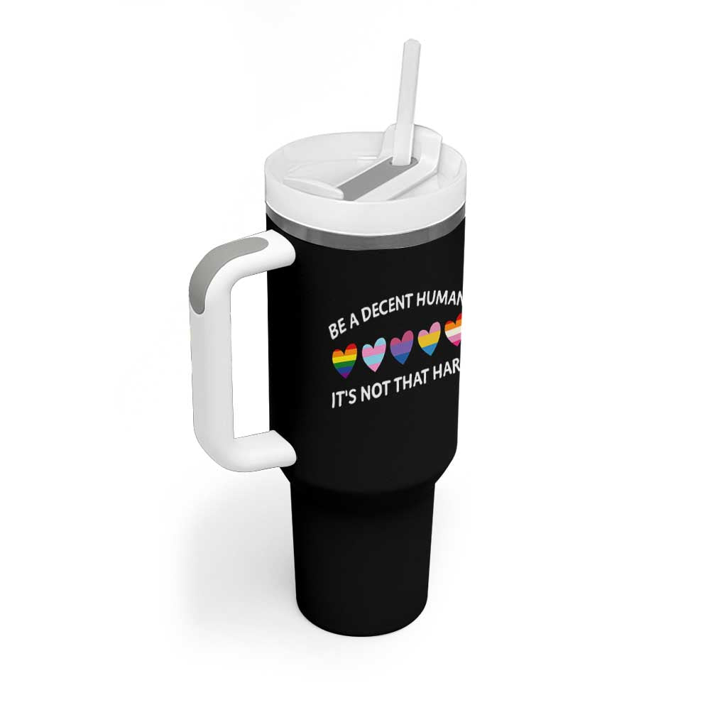 Be A Decent Human It's Not That Hard Tumbler With Handle LGBT Heart Retro Human Rights - Wonder Print Shop