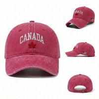 Canada Maple Leaf Washed Cotton Baseball Cap Canadian Pride