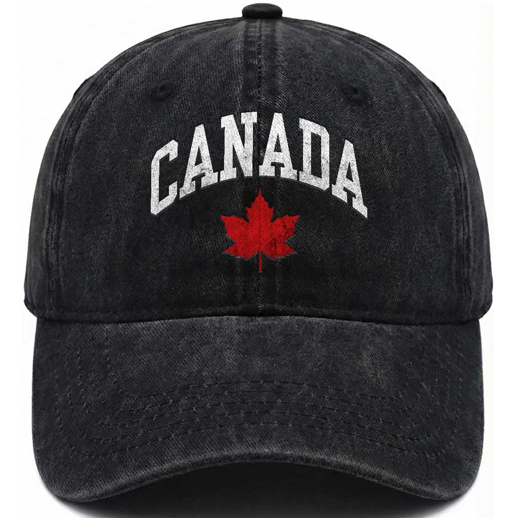 Canada Maple Leaf Washed Cotton Baseball Cap Canadian Pride