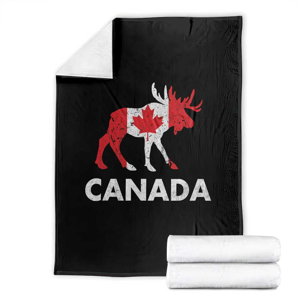 Canada Moose Maple Leaf Throw Blanket Canadian Pride