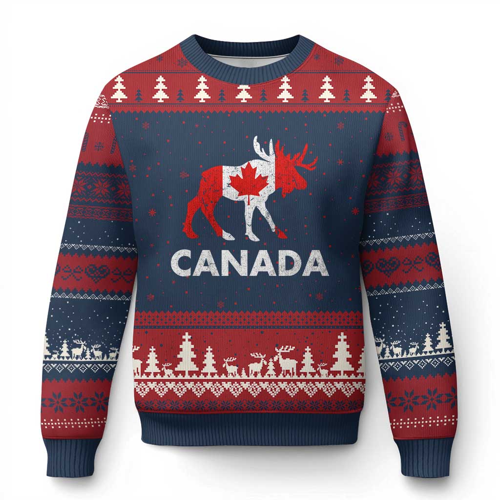 Canada Moose Maple Leaf Ugly Christmas Sweater Canadian Pride