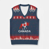 Canada Moose Maple Leaf V-Neck Knit Sweater Vest Canadian Pride