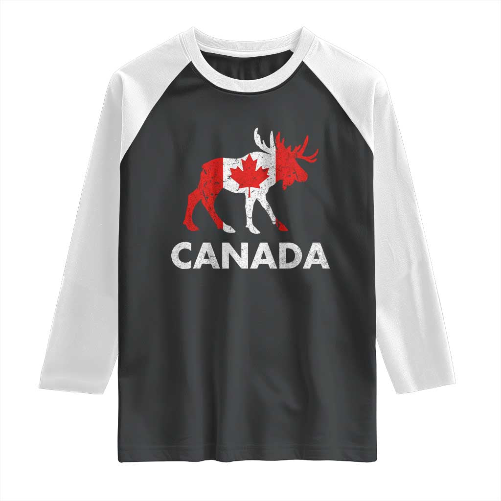 Canada Moose Maple Leaf Raglan Shirt Canadian Pride