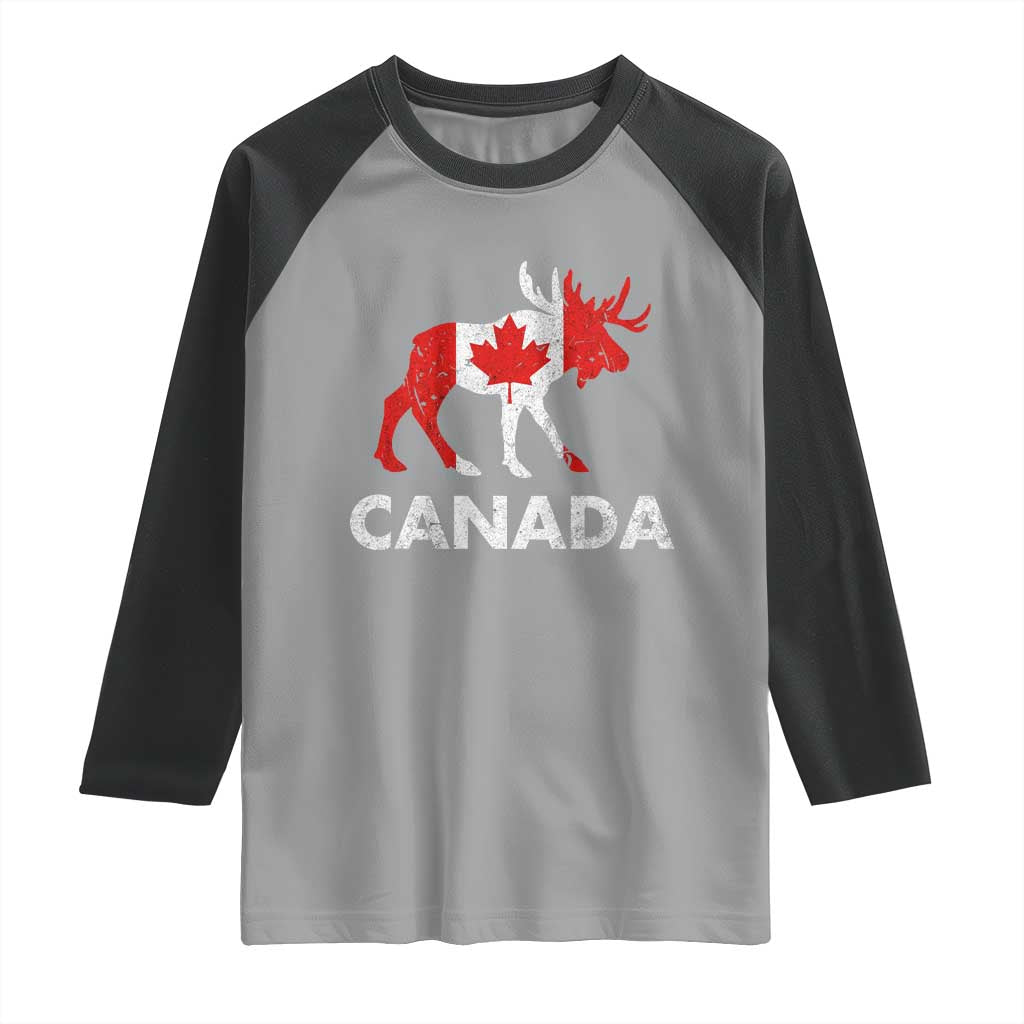 Canada Moose Maple Leaf Raglan Shirt Canadian Pride