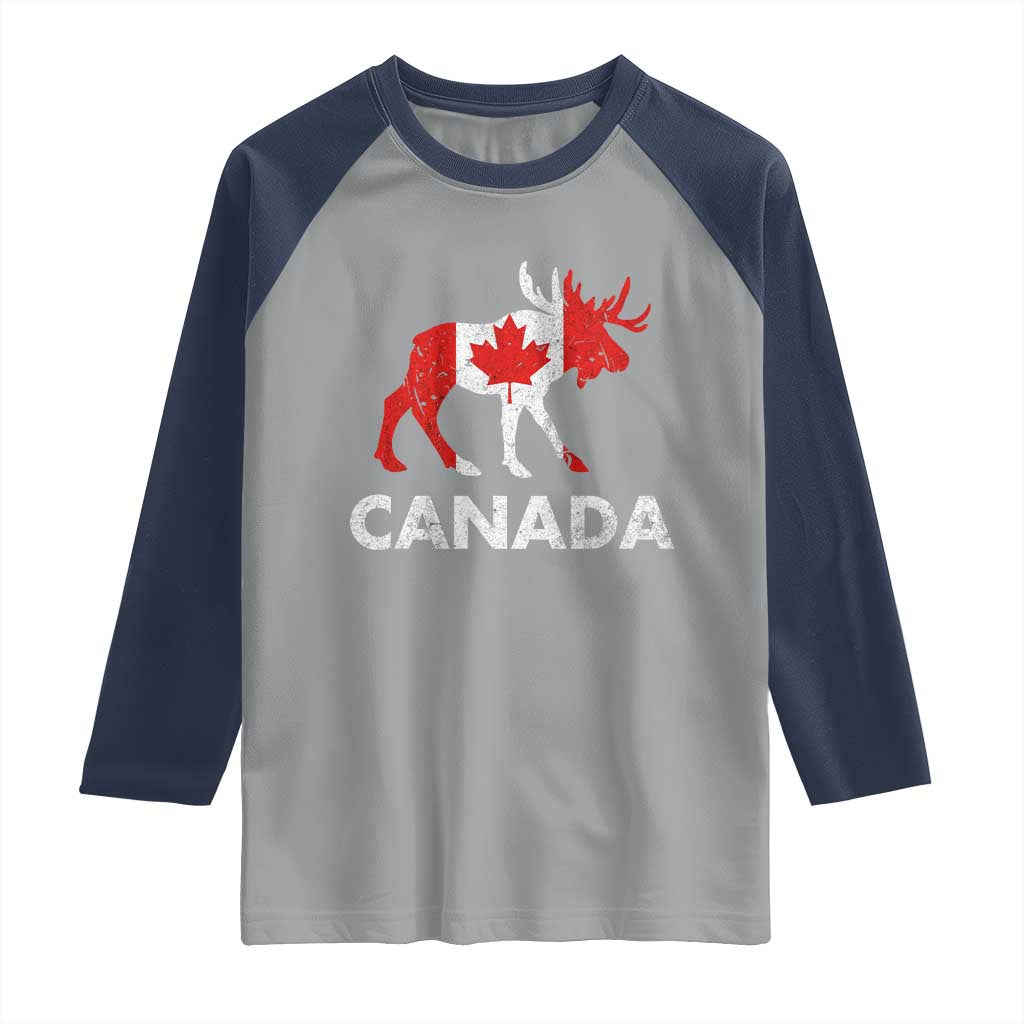 Canada Moose Maple Leaf Raglan Shirt Canadian Pride