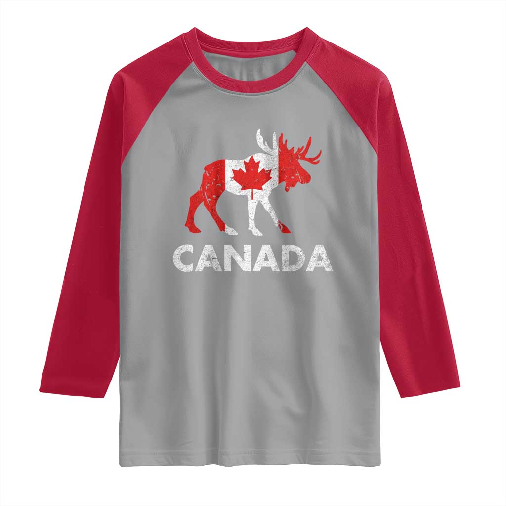 Canada Moose Maple Leaf Raglan Shirt Canadian Pride